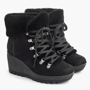 J. Crew Black Nordic Wedge Shearling Cuff